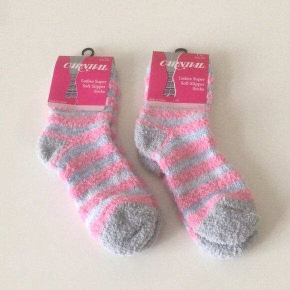 Carnival Ladie's Super Soft Slipper Socks Cozy Stripe - Picture 1 of 11